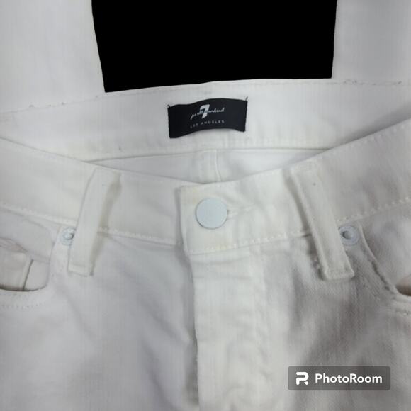 7 For All Mankind Josefina Distressed White Ankle Skinny Jeans SZ 26 - Picture 9 of 16